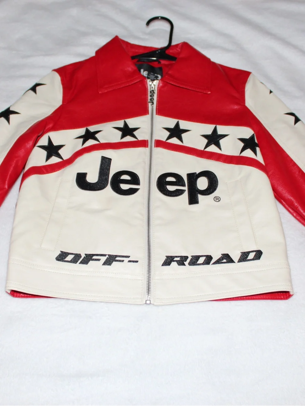 Jeep Red and White Star Leather Jacket and Skirt Set